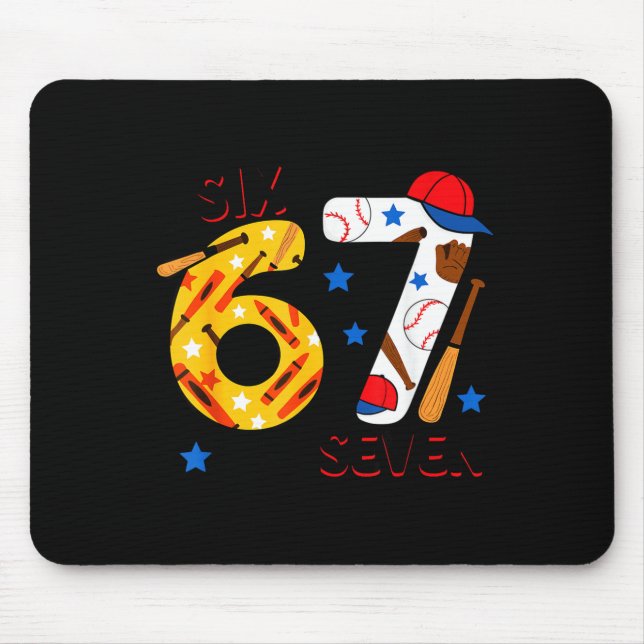 I Survived 67 Days Of School Funny 6 7 Baseball Te Mouse Pad (Front)