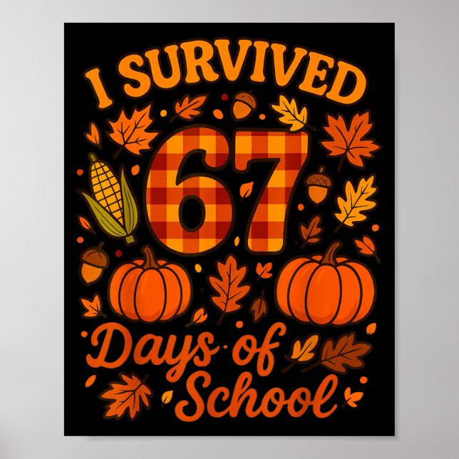 I Survived 67 Days Of School Funny 6 7 Teachers Th Poster (Front)