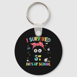 I Survived 67 Days Of School Funny Black Cat Six S Keychain