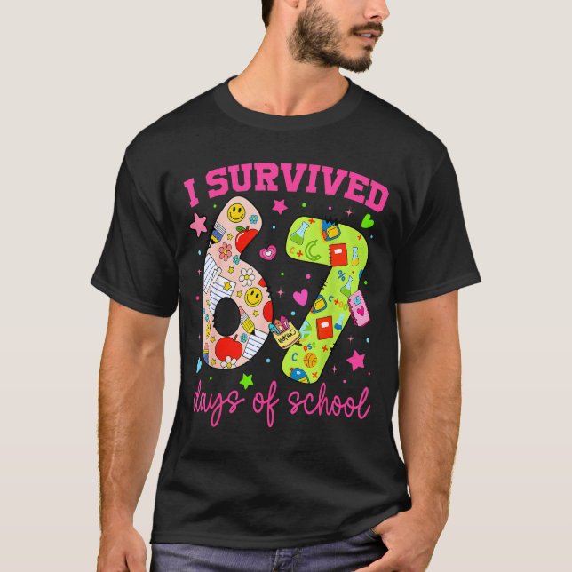 I Survived 67 Days Of School Funny Camouflage Boy  T-Shirt (Front)