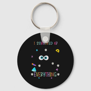 I Survived 67 Days Of School Funny Cat Six Seven M Keychain