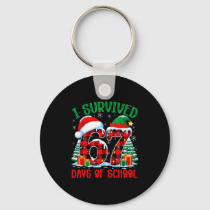 I Survived 67 Days Of School Funny Christmas Six S Keychain
