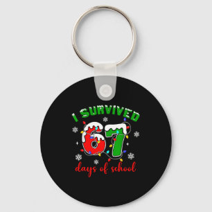 I Survived 67 Days Of School Funny Christmas Teach Keychain