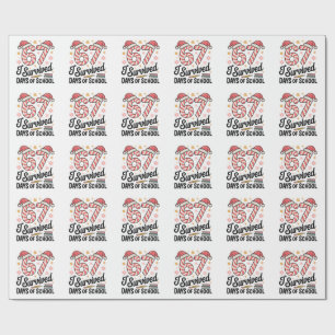 I Survived 67 Days of School Funny Christmas   Wrapping Paper