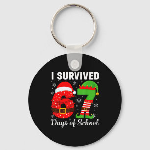 I Survived 67 Days Of School Funny Elf Christmas S Keychain