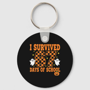 I Survived 67 Days Of School Funny Halloween Ghost Keychain