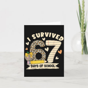 I Survived 67 Days Of School Funny Leopard Student Card