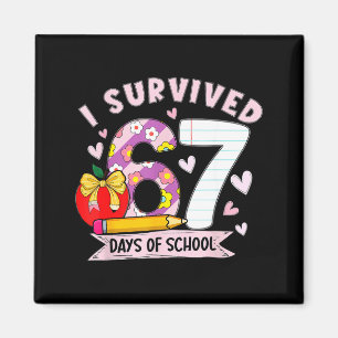 I Survived 67 Days Of School Funny Leopard Student Magnet