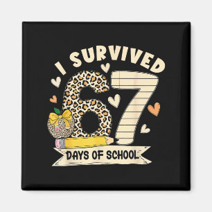 I Survived 67 Days Of School Funny Leopard Student Magnet