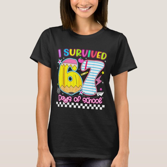 I Survived 67 Days Of School Funny Meme Boy Girl T T-Shirt (Front)