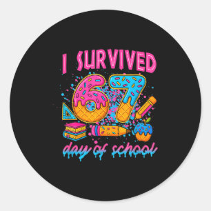I Survived 67 Days Of School Funny Meme Ice Cream Classic Round Sticker