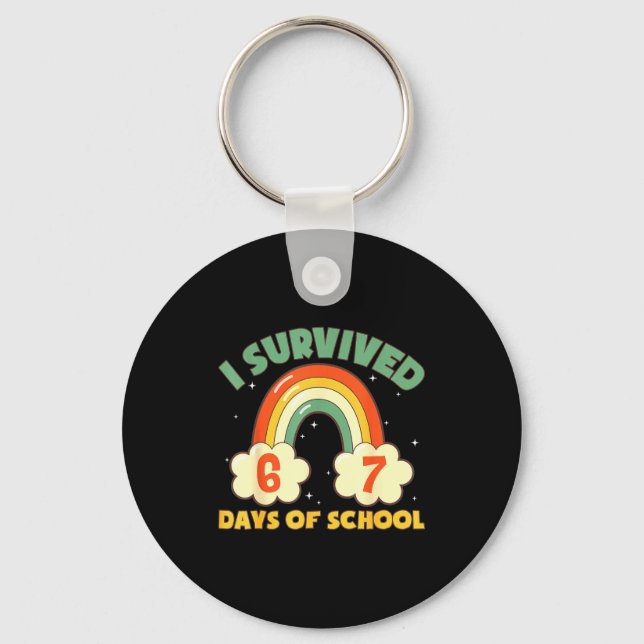 I Survived 67 Days Of School Funny Meme Student Te Keychain (Front)