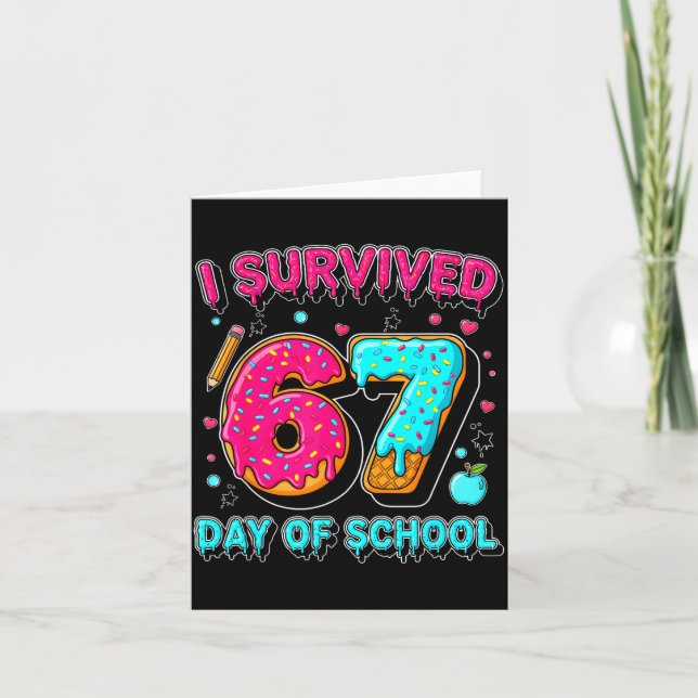 I Survived 67 Days Of School Funny Meme Teacher St Card (Front)
