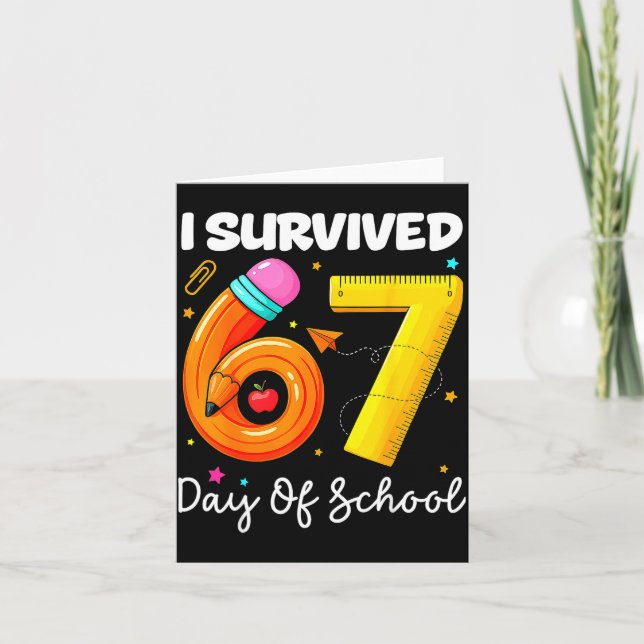 I Survived 67 Days Of School Funny Meme Teacher St Card (Front)