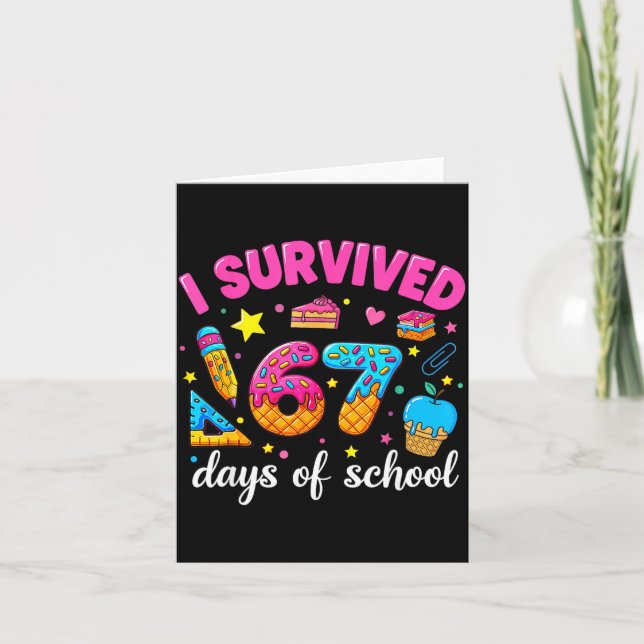 I Survived 67 Days Of School Funny Meme Teacher St Card (Front)