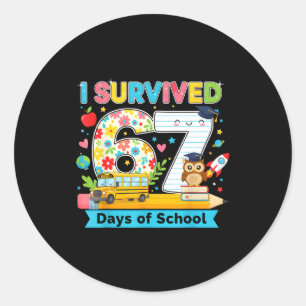 I Survived 67 Days Of School Funny Meme Teacher St Classic Round Sticker