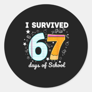 I Survived 67 Days Of School Funny Meme Teacher St Classic Round Sticker