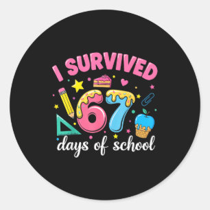 I Survived 67 Days Of School Funny Meme Teacher St Classic Round Sticker