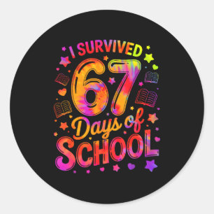 I Survived 67 Days Of School Funny Meme Teacher St Classic Round Sticker