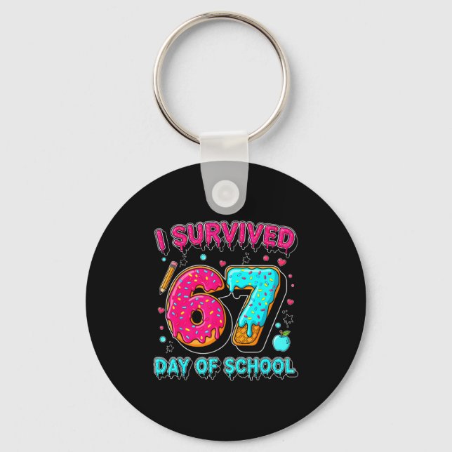 I Survived 67 Days Of School Funny Meme Teacher St Keychain (Front)