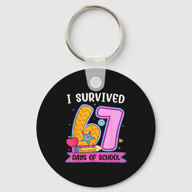 I Survived 67 Days Of School Funny Meme Teacher St Keychain (Front)
