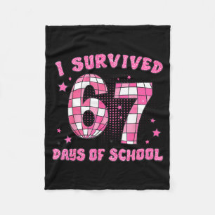 I Survived 67 Days Of School Funny Retro 67 Meme S Fleece Blanket