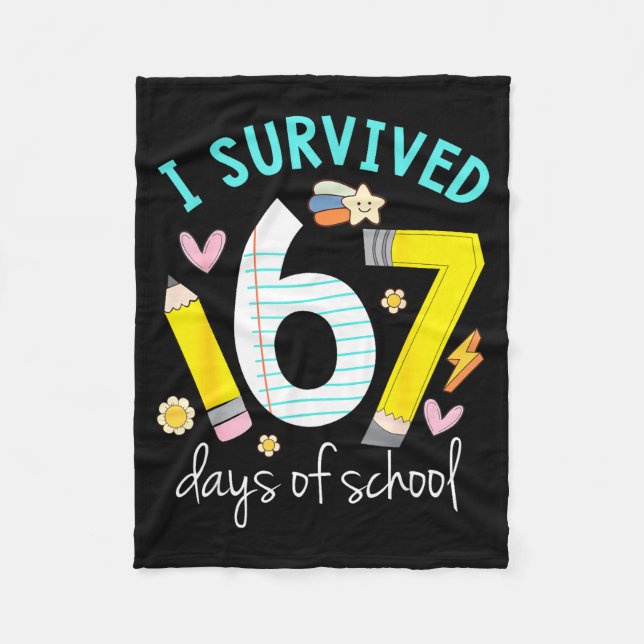 I Survived 67 Days Of School Funny Six Seven 6 7 M Fleece Blanket (Front)