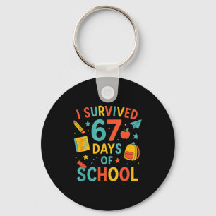 I Survived 67 Days Of School Funny Six Seven 6 7 M Keychain
