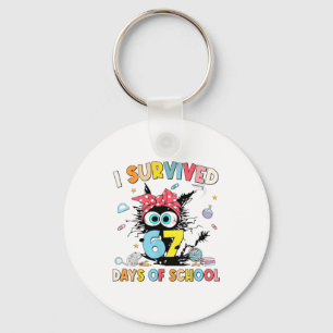 I Survived 67 Days Of School Funny Six Seven 6 7 M Keychain