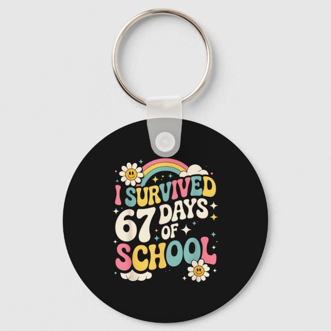 I Survived 67 Days Of School Funny Six Seven 6 7 M Keychain (Front)