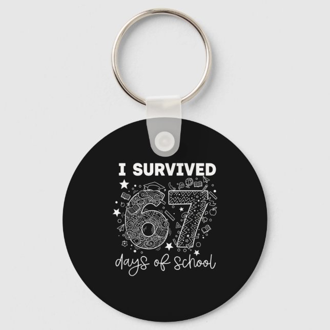 I Survived 67 Days Of School Funny Six Seven 6 7 M Keychain (Front)