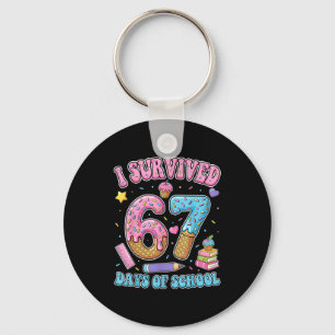 I Survived 67 Days Of School Funny Six Seven 6 7 M Keychain