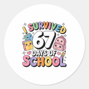 I Survived 67 Days Of School Funny Six Seven Meme  Classic Round Sticker