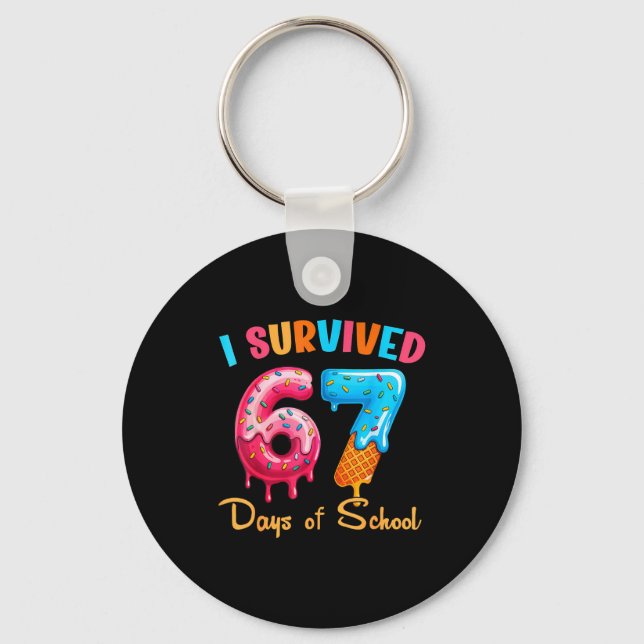 I Survived 67 Days Of School Funny Six Seven Meme  Keychain (Front)