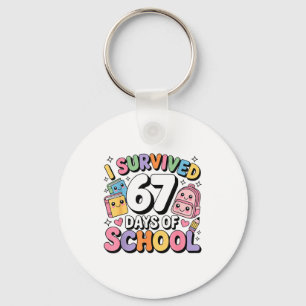I Survived 67 Days Of School Funny Six Seven Meme Keychain