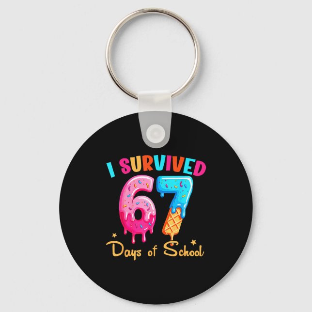 I Survived 67 Days Of School Funny Six Seven Meme  Keychain (Front)