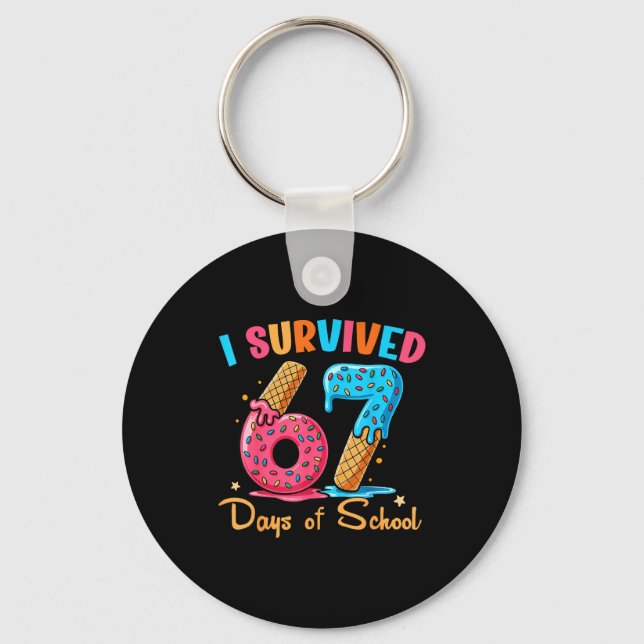 I Survived 67 Days Of School Funny Six Seven Meme  Keychain (Front)