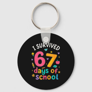 I Survived 67 Days Of School Funny Six Seven Meme Keychain