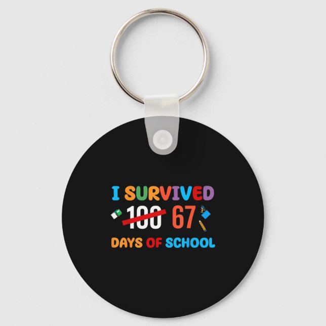 I Survived 67 Days Of School Funny Six Seven Meme  Keychain (Front)