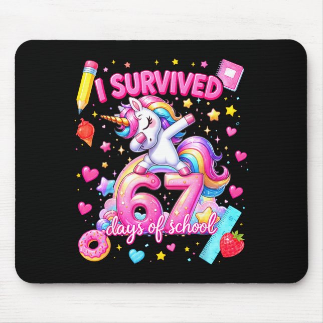 I Survived 67 Days Of School Funny Six Seven Teach Mouse Pad (Front)