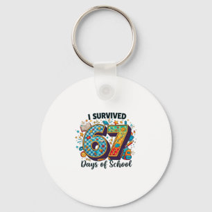 I Survived 67 Days Of School Funny Student Teacher Keychain