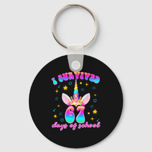 I Survived 67 Days Of School Funny Unicorn Six Sev Keychain