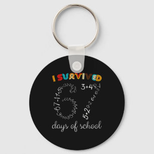I Survived 67 Days Of School Funny Vintage Math Me Keychain