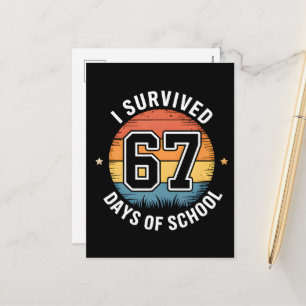 I Survived 67 Days Of School  Holiday Postcard