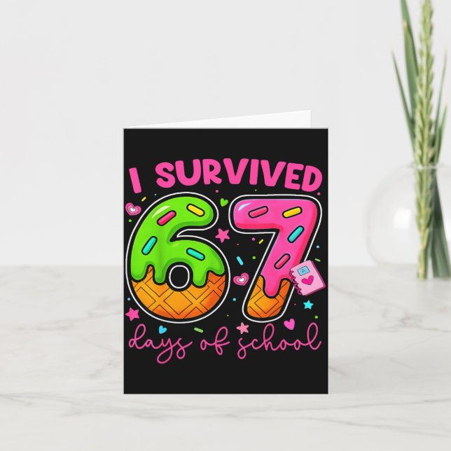 I Survived 67 Days Of School Ice Cream Drip Boy Gi Card (Front)
