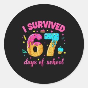 I Survived 67 Days Of School Ice Cream Drip Six Se Classic Round Sticker