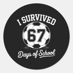 I Survived 67 Days Of School Kids Boys Soccer Classic Round Sticker