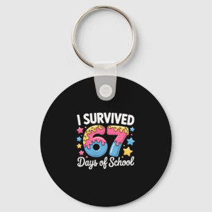 I Survived 67 Days Of School Kids Funny Teacher Hu Keychain