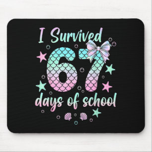 I Survived 67 Days Of School Mermaid Coquette Bow  Mouse Pad