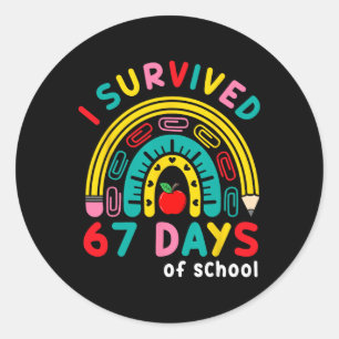 I Survived 67 Days Of School Rainbow Teacher Stude Classic Round Sticker